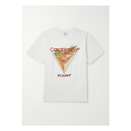CASABLANCA 카사블랑카 테니스 클럽 아이콘 로고 프린트 오가닉 코튼 저지 티셔츠 화이트 46376663162876049