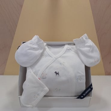 블루독베이비 WH)매직포니배내가운 ,손싸개 선물세트(45A70-001-01+45A70-008-04)