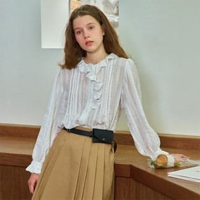 [최초가  128,000원][니어앤디어] Opera stripe frill neck blouse_WH