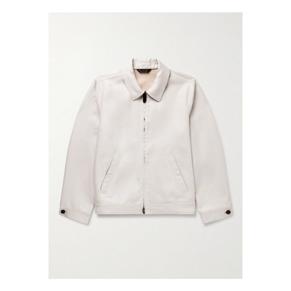 브리오니 가죽 트리밍 리넨 혼방 보머 재킷 뉴트럴 1647597359581031