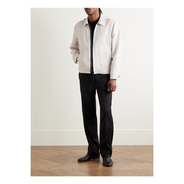 브리오니 가죽 트리밍 리넨 혼방 보머 재킷 뉴트럴 1647597359581031