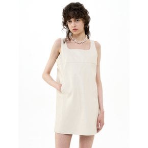 A-LINED FAUX LEATHER MINI DRESS_IVORY