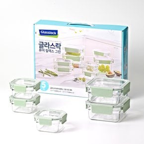 퓨어 릴렉스그린 정사각 5조 세트