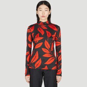 [해외배송] 메릴 로게 리프 프린트 탑 WS23310 LEAVES SILK JERSEY RED/BLACK