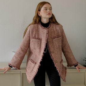 Cest_Herringbone woolen coat_PINK