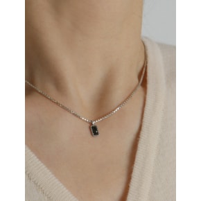 Oblong Onyx Chain Silver Necklace In200 [Silver]