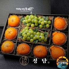 [배송일해피콜][직접배송]친환경포장 혼합 과일선물세트 (샤인머스캣/한라봉/천혜향 외 1종) / 실크보자기 포장+노리개 증정