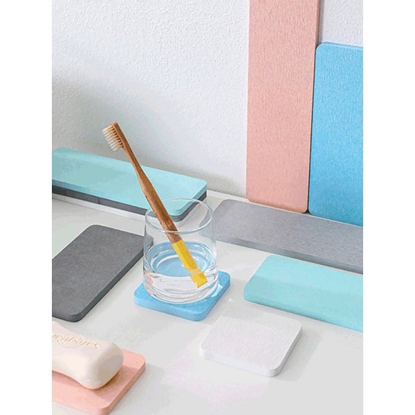 욕실 세면대 컬러 스퀘어 컵받침 규조토 코스터 패드