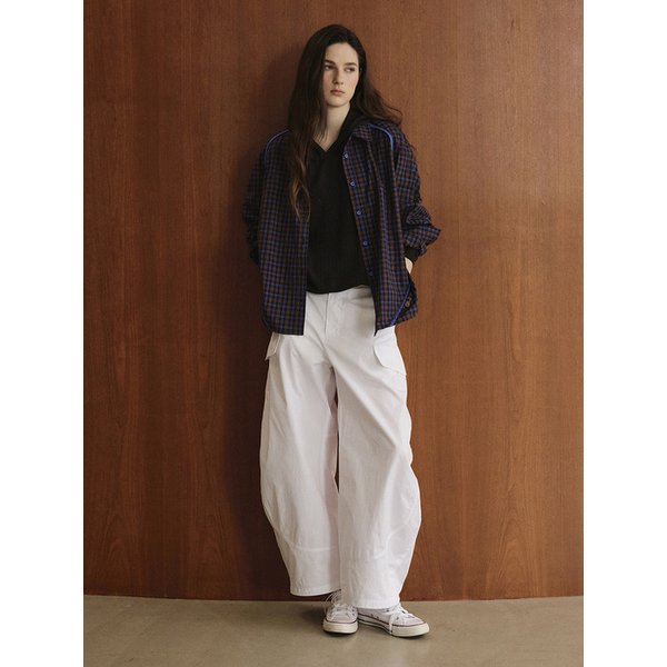 Checked Piping Contrast Shirt_Brown