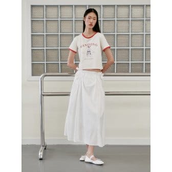 가니송 Battu Shirring Skirt_white