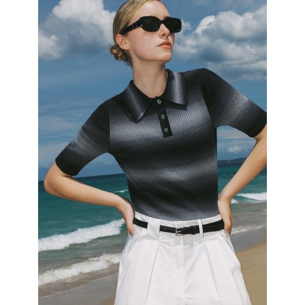 Gradation Collar Knitwear (Black)