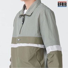 남성 3단 배색 아노락 점퍼 카키