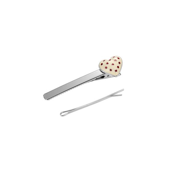 dot heart hairpin-ivory