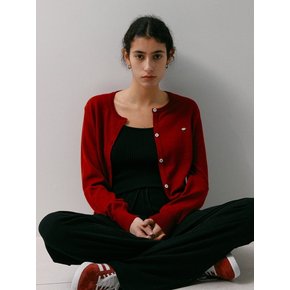 SOFT COTTON BASIC ROUND CARDIGAN_BURGUNDY