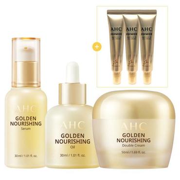 셀러허브 [AHC]  AHC 골든너리싱 세럼30ml+오일30ml+크림50ml 기초 3종세트 + 아이크림 12 (S12005564)