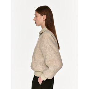 TWW BOUCLE HIGH NECK ZIP-UP TOP _2 COLORS