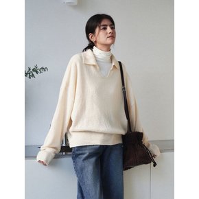 Butter loose fit V-neck collar knit - Ivory