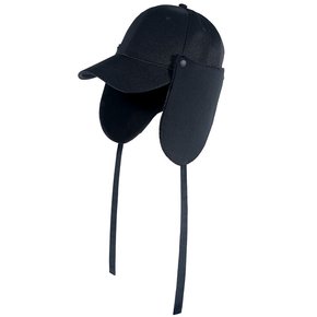 EAR FLAP BALL CAP BLACK / VELBOA FLAP