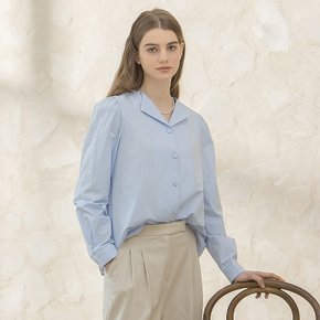 NO COLLAR SHIRRING BLOUSE SKY