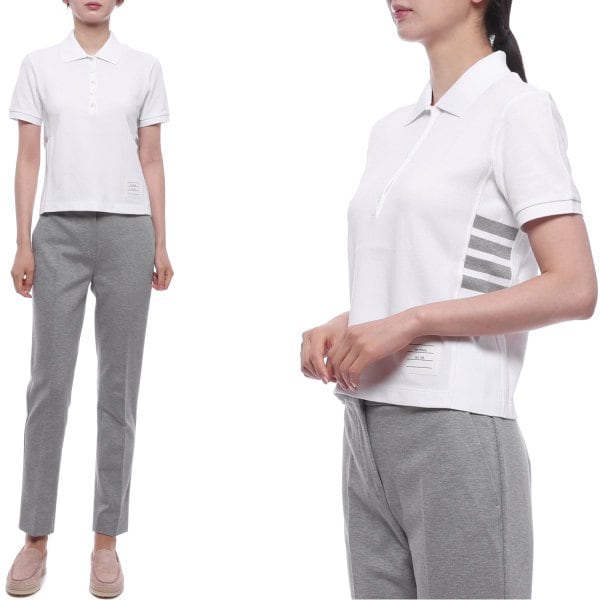 [부산점] 26SS 여성 사선 스트라이프 폴로 반팔티셔츠 (FJP107A 00050 100 26S)