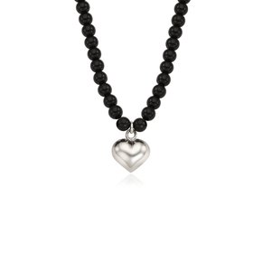 [silver925]Plump heart onix necklace