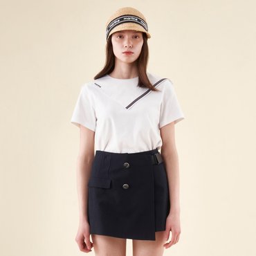 MARTINE GOLF [정상가 198000원]여성 마린카라 크롭 티셔츠 화이트 (Q0C120831)