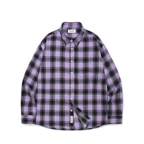 SP POCKET BORDER CHECKED OVERFIT SHIRT-PURPLE