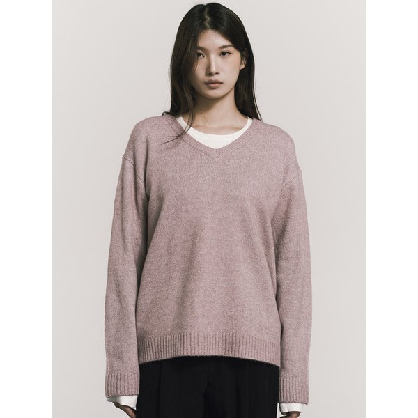 [ESSENTIAL] CLASSICAL SOFT V SWEATER_BRICK RED