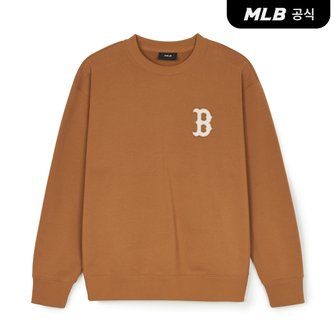 MLB [코리아공식] 모노그램 벨벳엠보 빅럭스 오버핏 맨투맨 BOS (Camel)