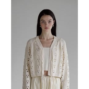 FLORAL CROCHET STRAP SUMMER CARDIGAN IVORY