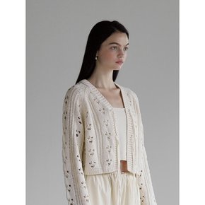 FLORAL CROCHET STRAP SUMMER CARDIGAN IVORY