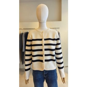 JJ지고트 [여주점] [JJ 지고트] 여성 스트라이프 라운드넥 가디건 GS2A1CDR11