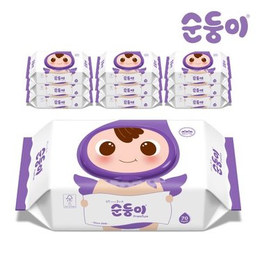 순둥이 [비밀특가] [순둥이]프리미엄 엠보싱 물티슈 캡형 70매 10팩/EC-01