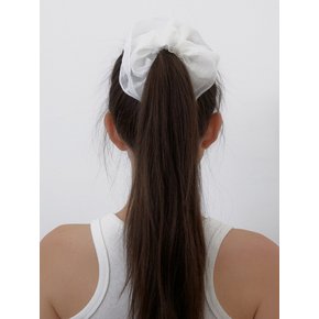 SUMMER CHECK FRILL SCRUNCHIE (CREAM WHITE)