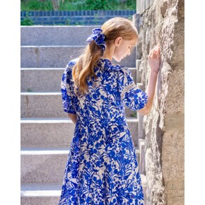 Sapphire blue silk lace dress