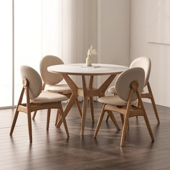 헤이몰리 누아 SC77 원형 포세린 통세라믹 4인 식탁 세트(의자) [착불]