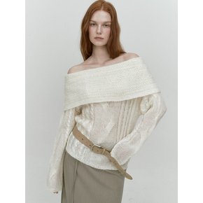 ALPACA TWIST OFF SHOULDER KNIT (IVORY)