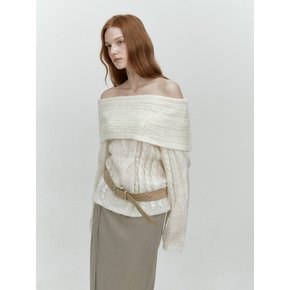 ALPACA TWIST OFF SHOULDER KNIT (IVORY)