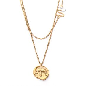 i_n9 elephant coin & logo style necklace (silver)