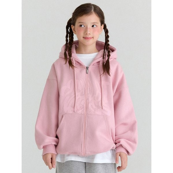 E16 기모 웨이브후드 집업 (핑크)