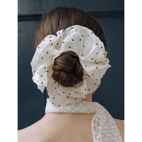 HMS001 Sheer Dot Ruffle Scrunchie