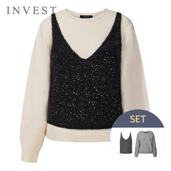 신세계라이브쇼핑 [인베스트] 비즈 넥 니트+샤이닝 뷔스티에 니트_IN5W1KT2331