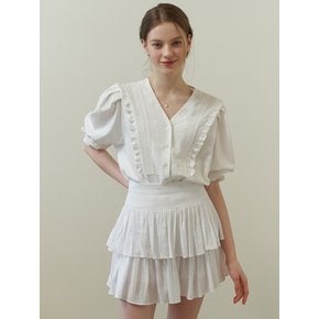 Chiffon frill skirt (white)