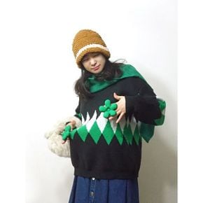 폭신 입체패딩꽃 컬러배색 니트n1115_P350850581