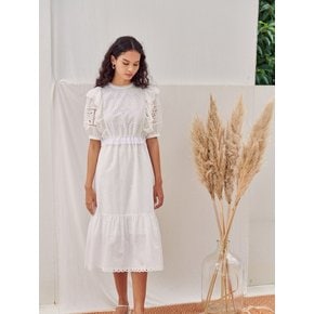 Cotton Lace Puff-sleeve Dress