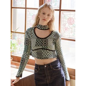 Patchwork halterneck Top (Green)