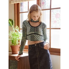 Patchwork halterneck Top (Green)