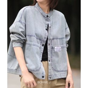데님 루즈핏 똑딱이 노카라 빅포켓 청자켓 캐주얼 봄여름 데님자켓
