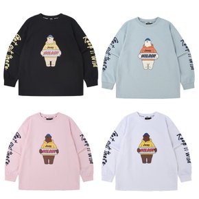 소매 레터링 후드곰 긴팔티 KR3TSU025BK