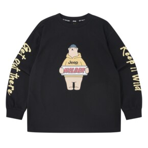 소매 레터링 후드곰 긴팔티 KR3TSU025BK